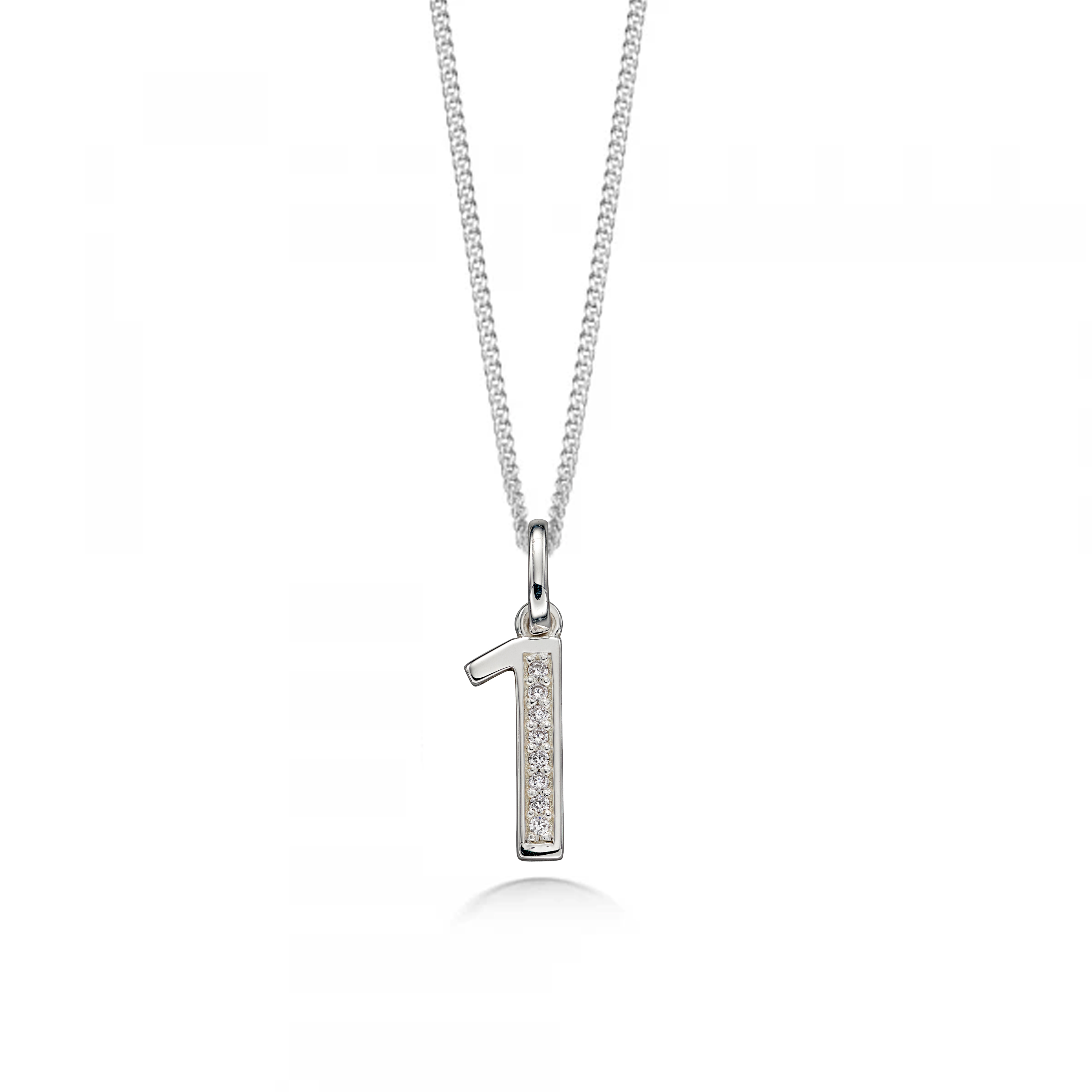 Pave Setting Number One Diamond Neckalce and Pendant
