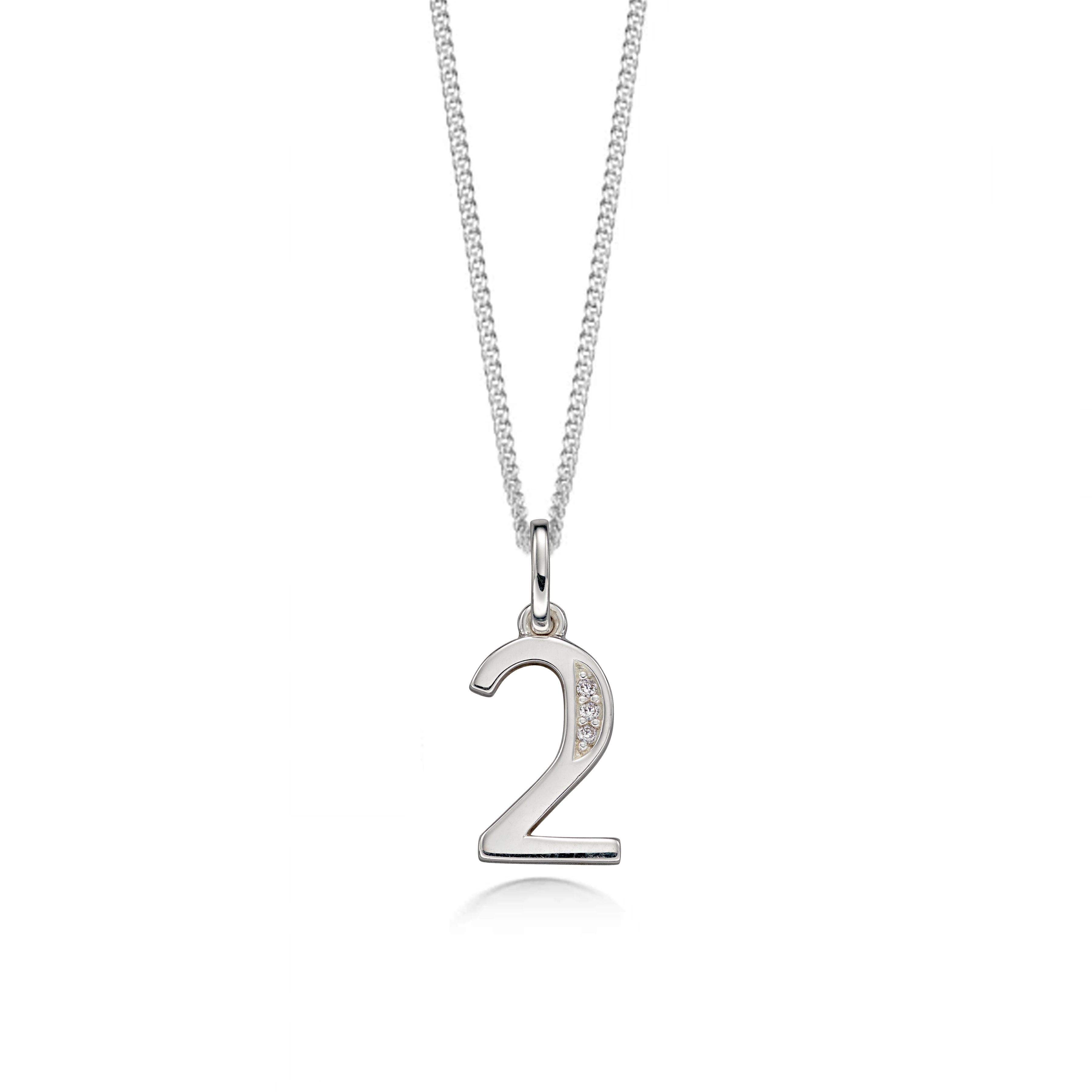 Pave Setting Number Two Diamond Neckalce and Pendant