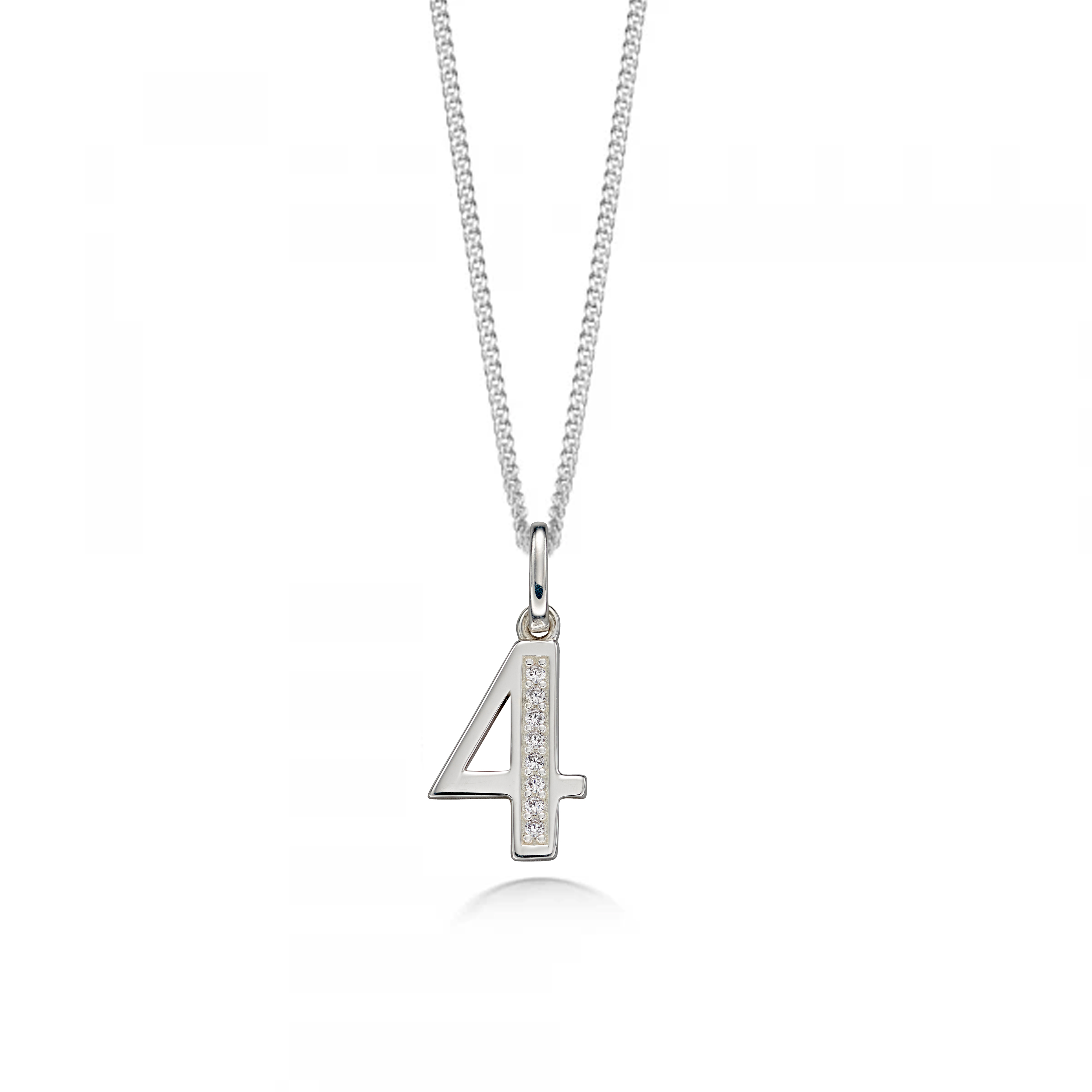 Pave Setting Number Four Lab Grown Diamond Neckalce and Pendant