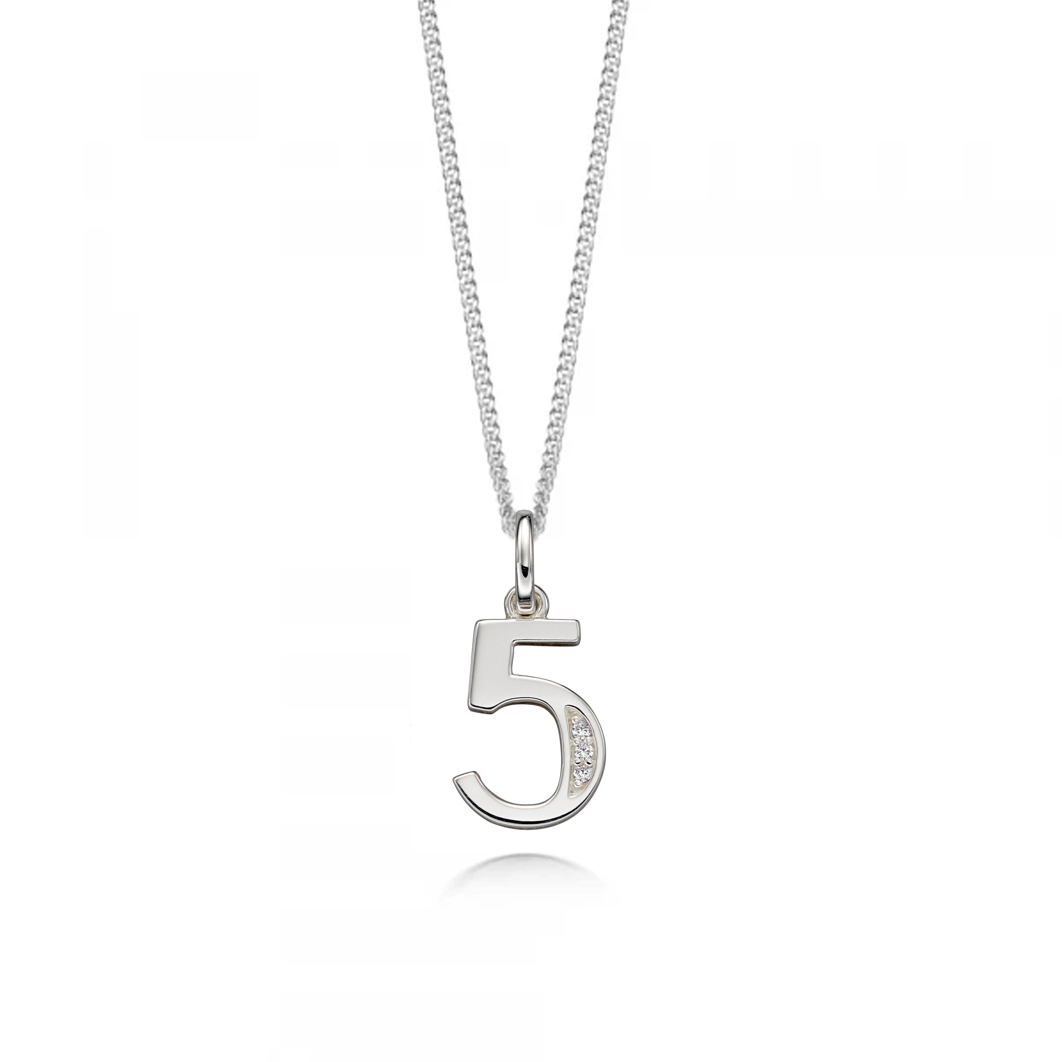 Pave Setting Number Five Diamond Neckalce and Pendant