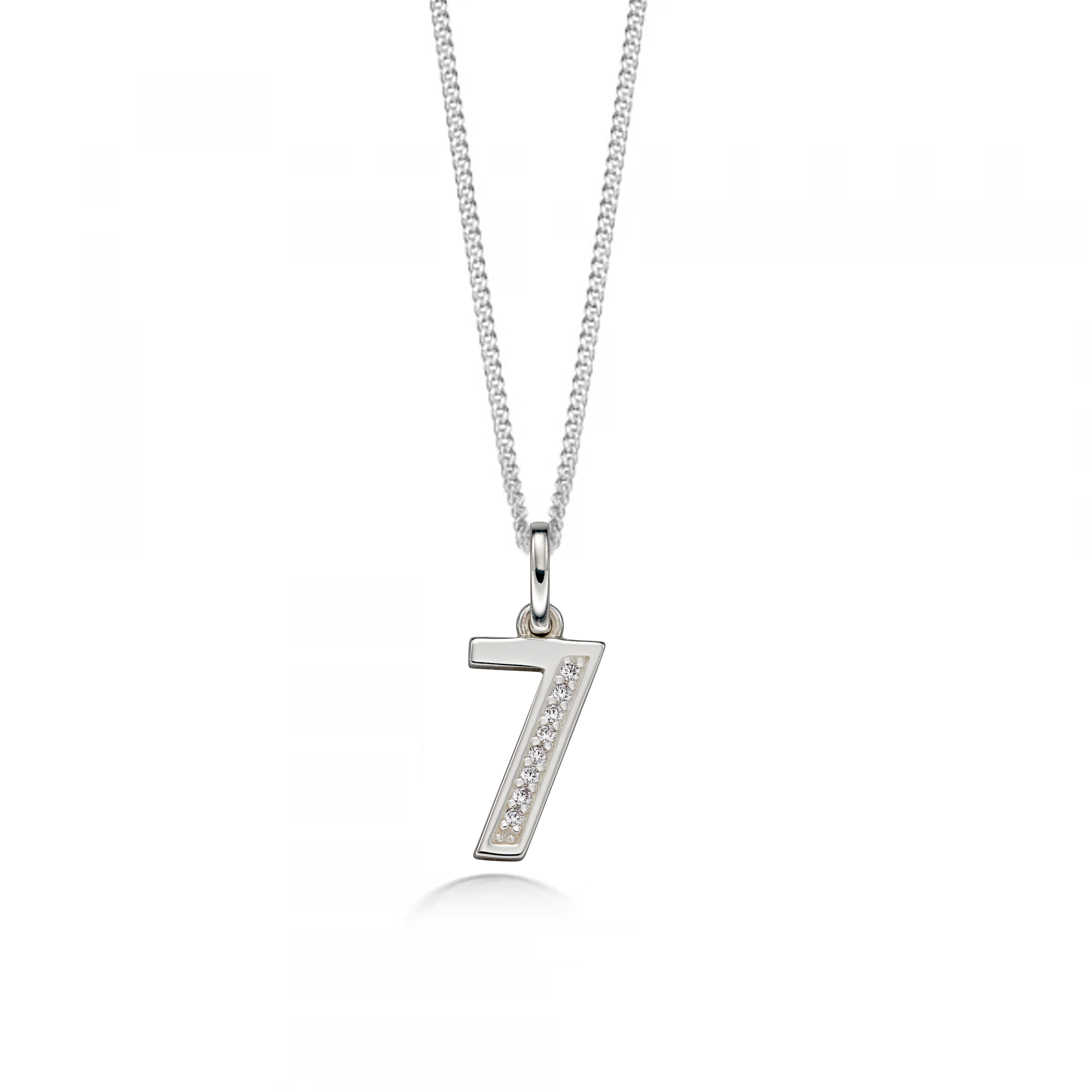 Pave Setting Number Seven Diamond Neckalce and Pendant