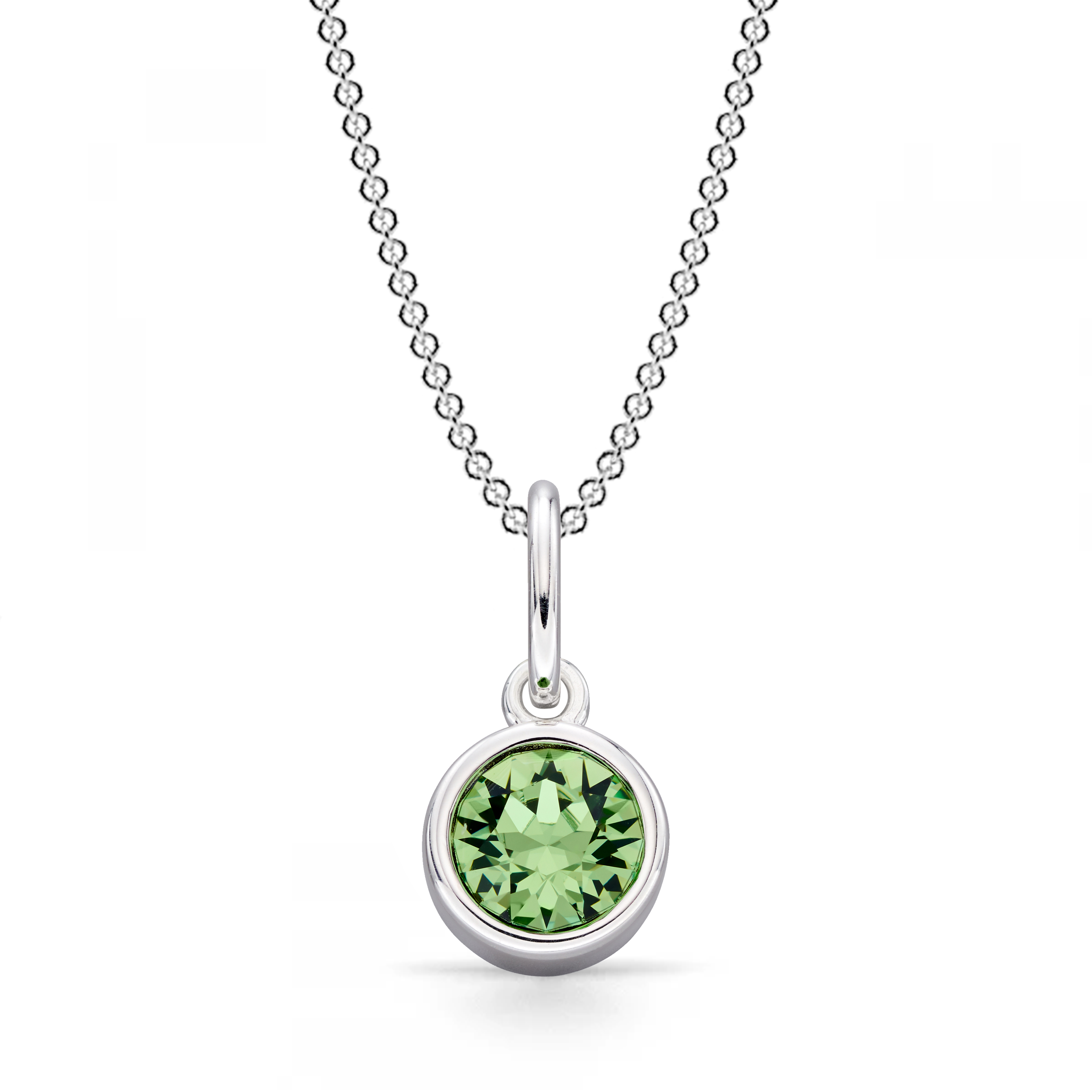 bezel setting round shape peridot birthstone pendant