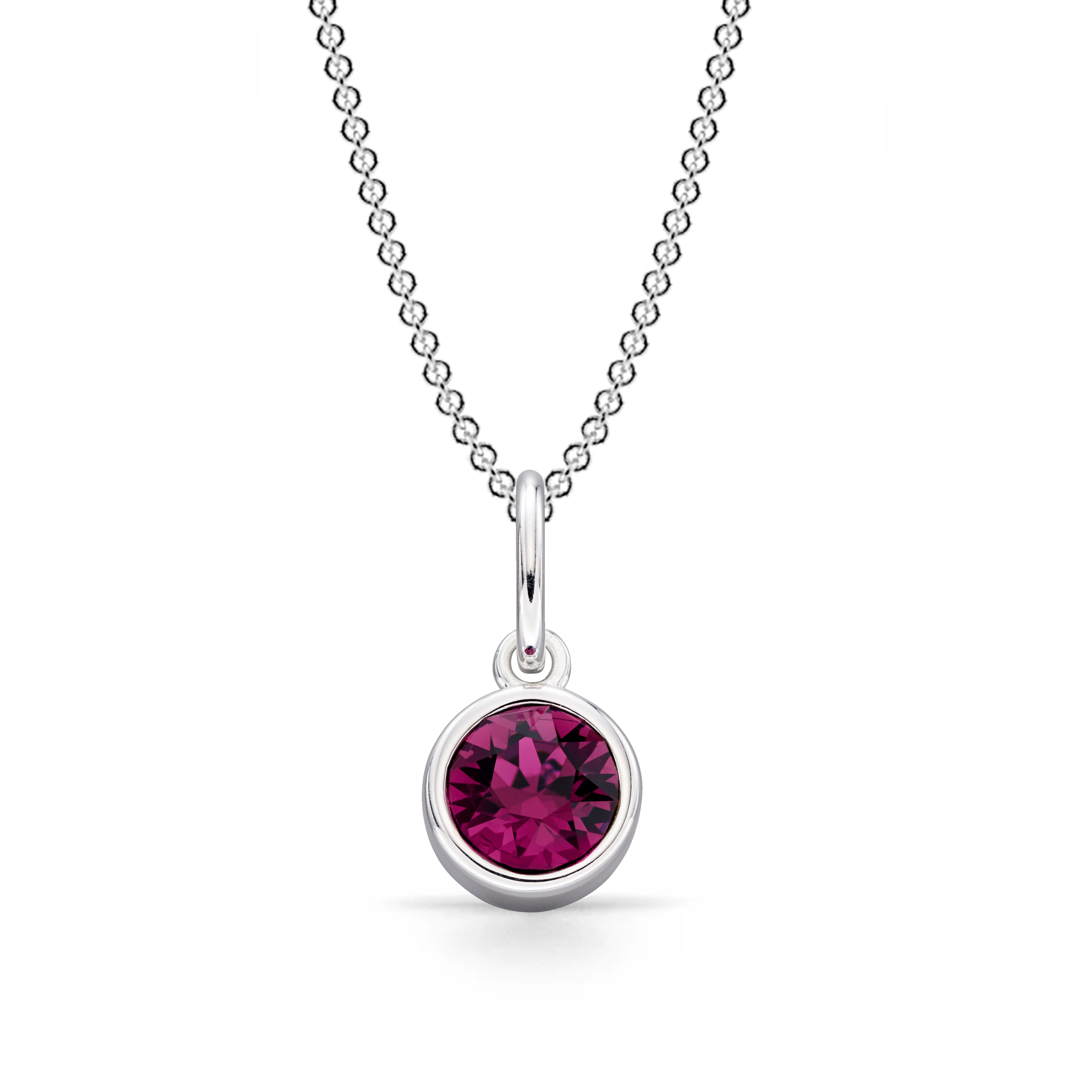 bezel setting round shape amethyst birthstone pendant