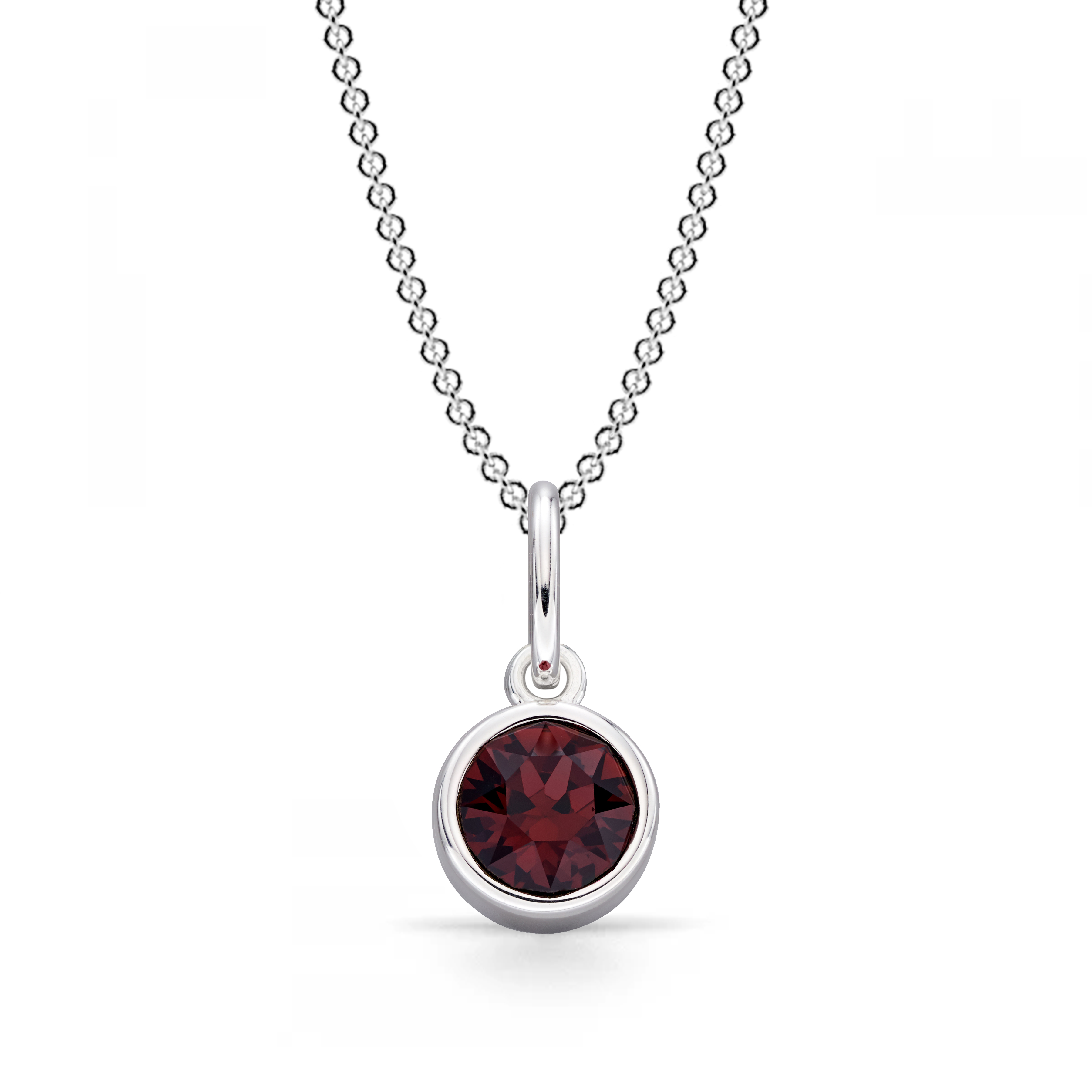 Buy Bezel Setting Round Shape Garnet Birthstone Pendant - Abelini