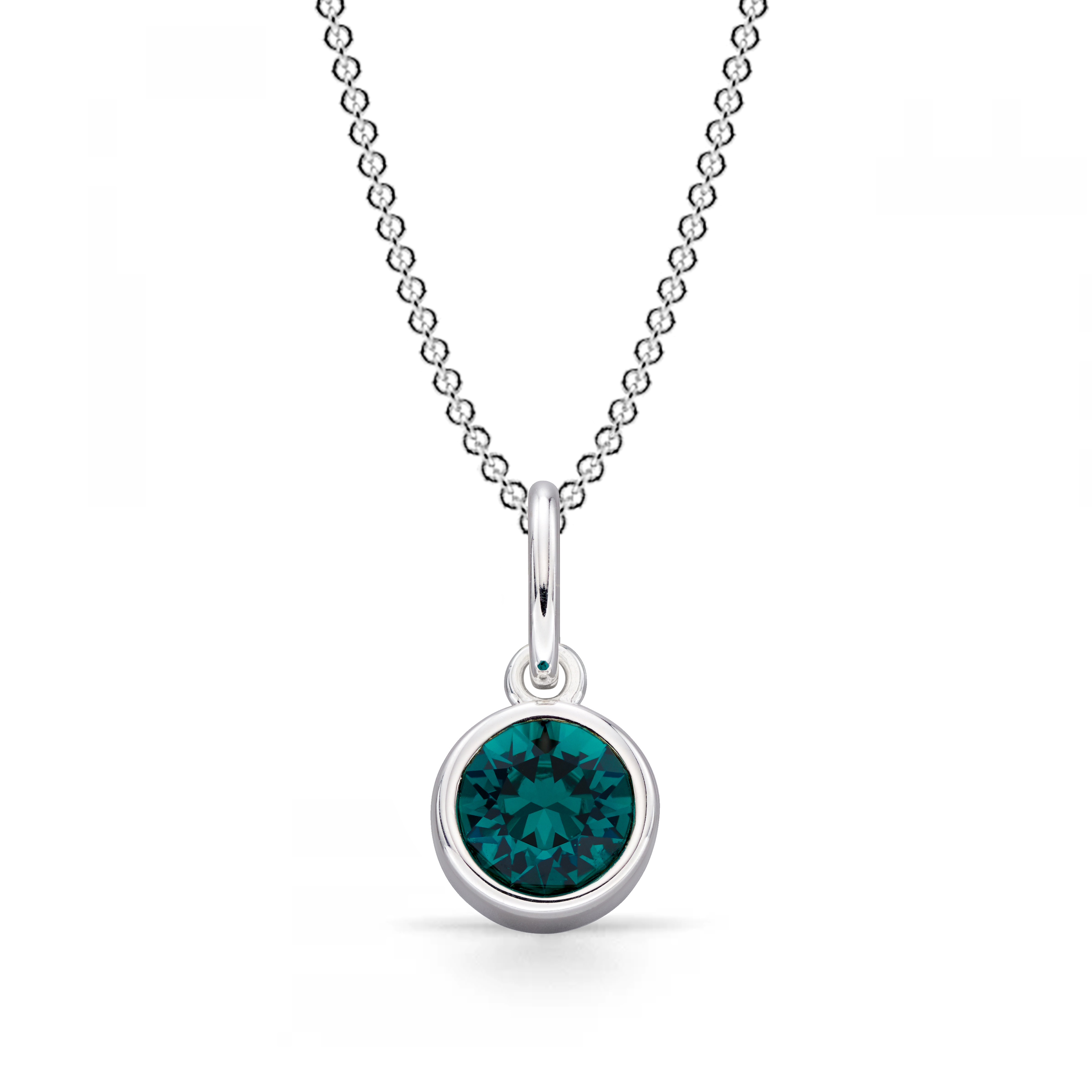 bezel setting round shape emerald birthstone pendant