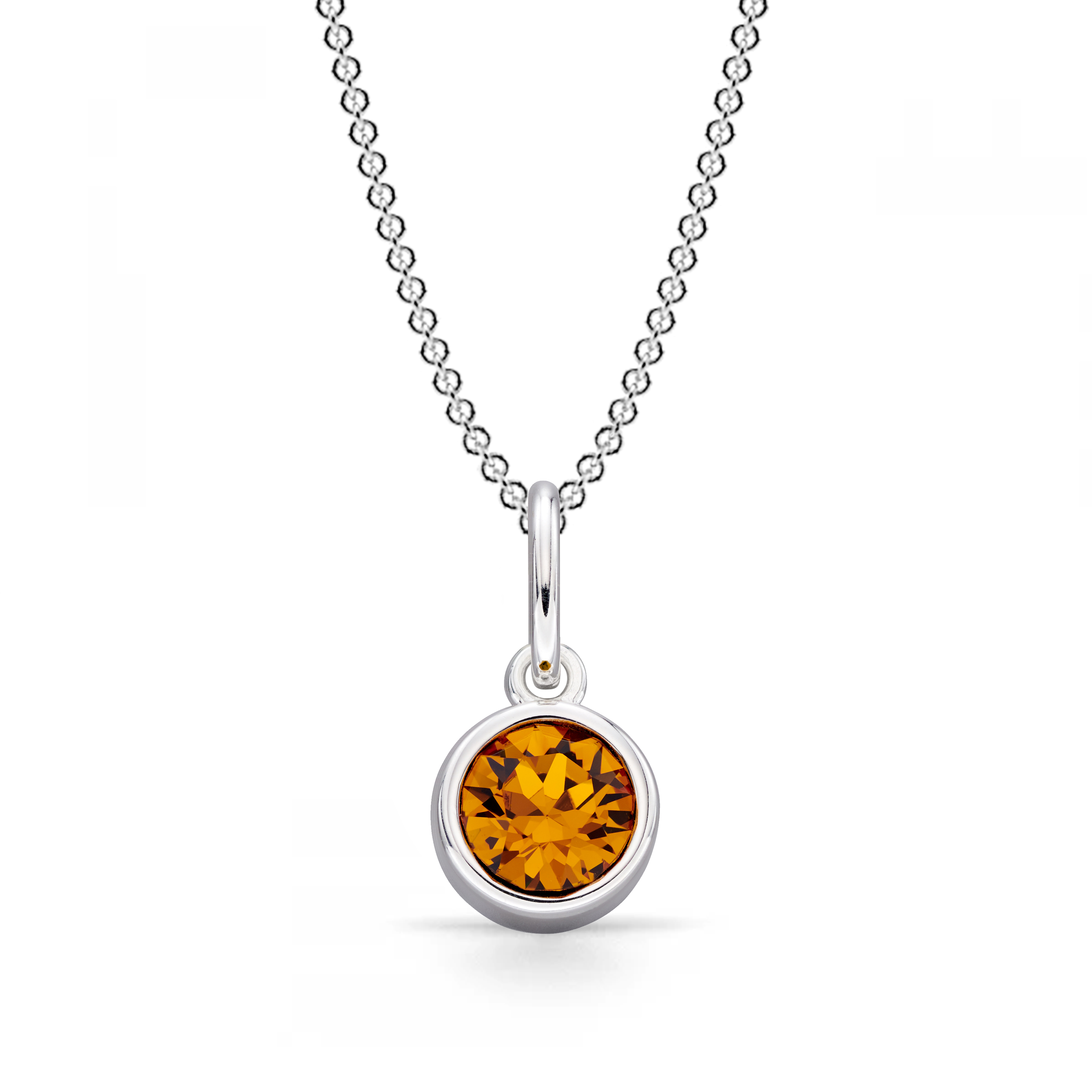 Buy Bezel Setting Round Shape Topaz Birthstone Pendant - Abelini