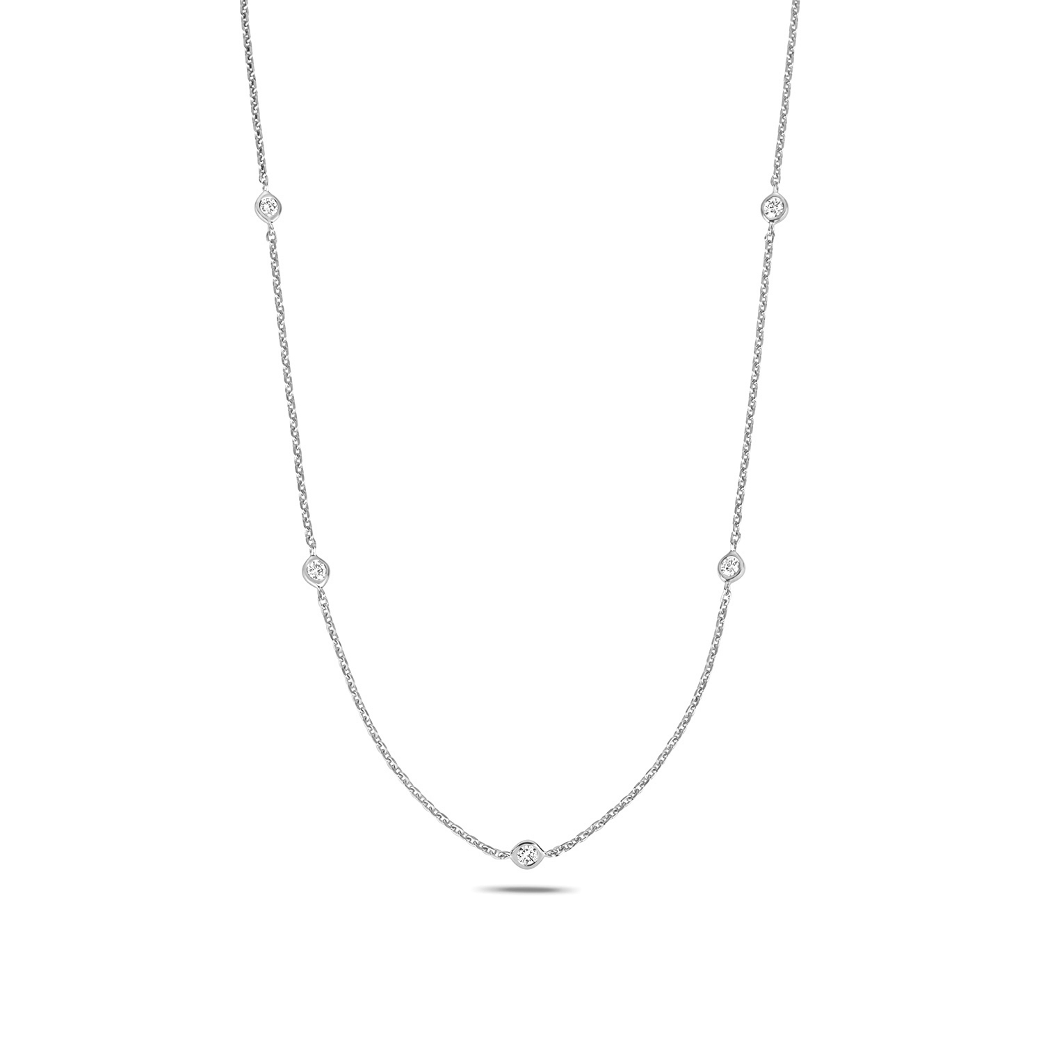 Bezel Setting Round Cut Delicate Diamond Necklace - Abelini