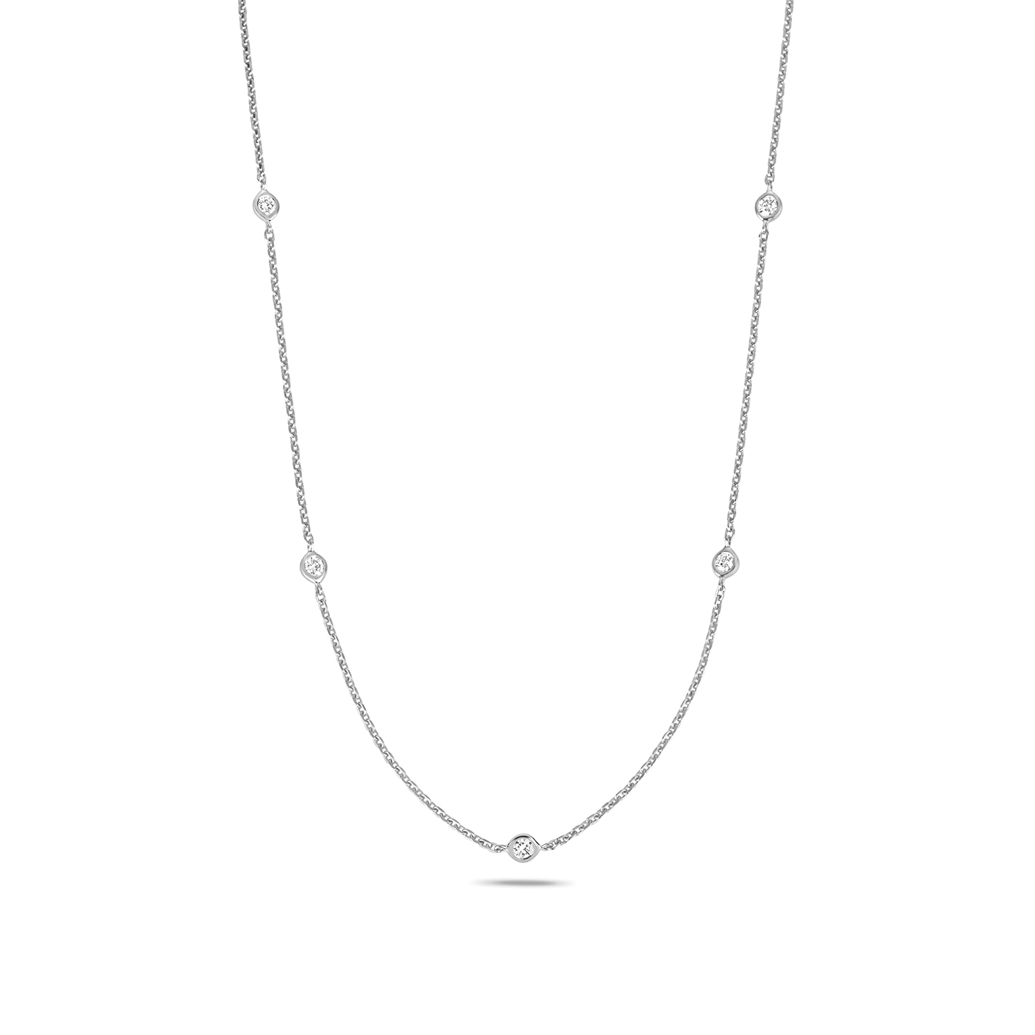 bezel setting round shape delicate diamond necklace