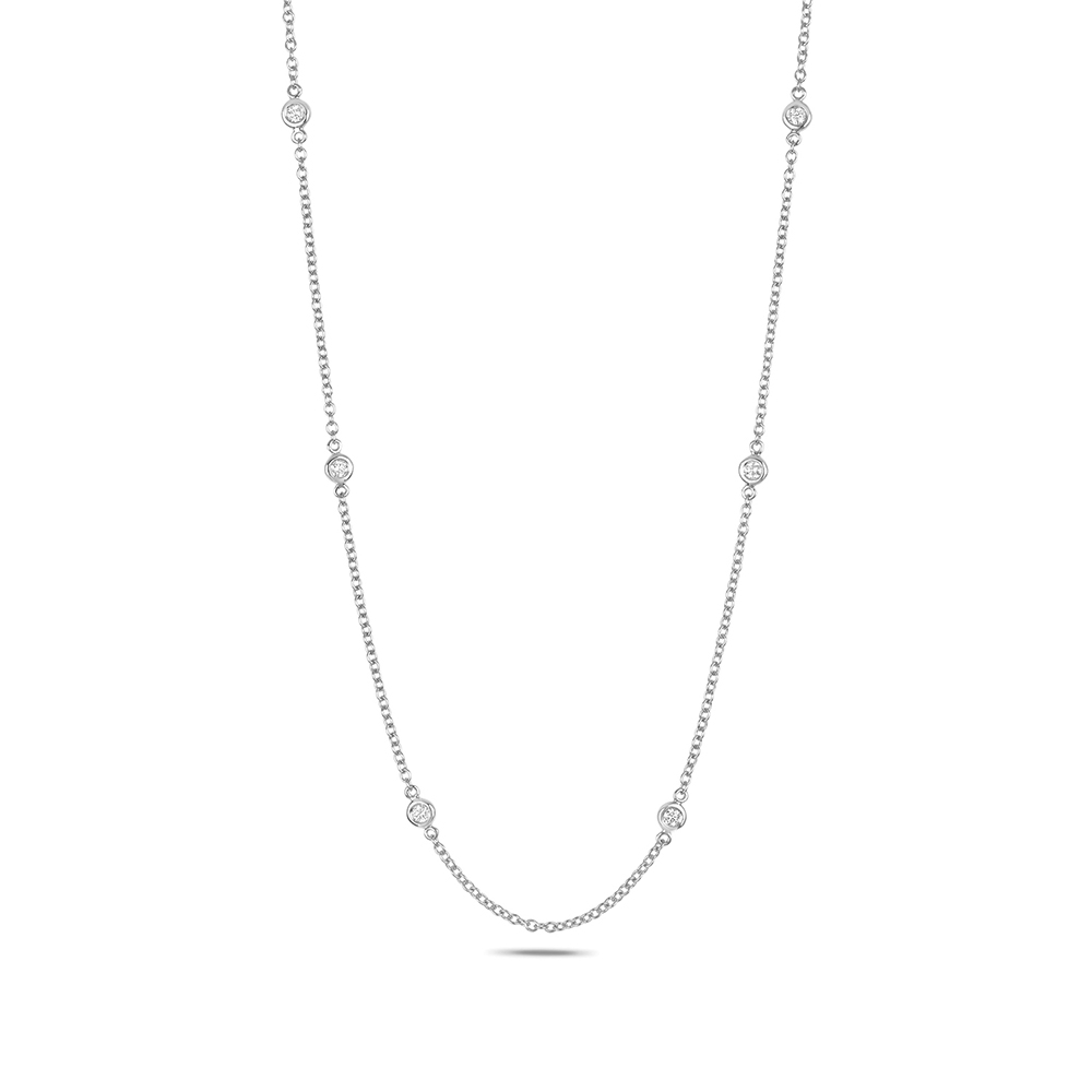 bezel setting round shape Lab Grown Diamond pendant necklace