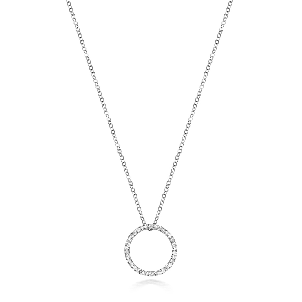 prong setting round shape diamond circle pendant necklace(15 MM X 15 MM)