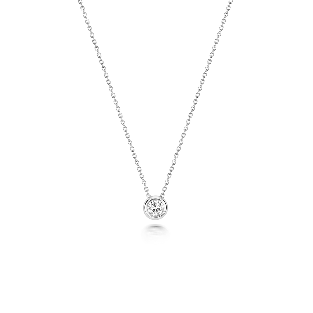bezel setting round shape diamond stud pendant(3 MM X 3 MM)