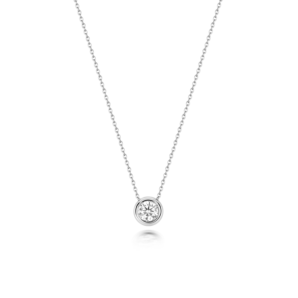 bezel setting round shape diamond stud pendant