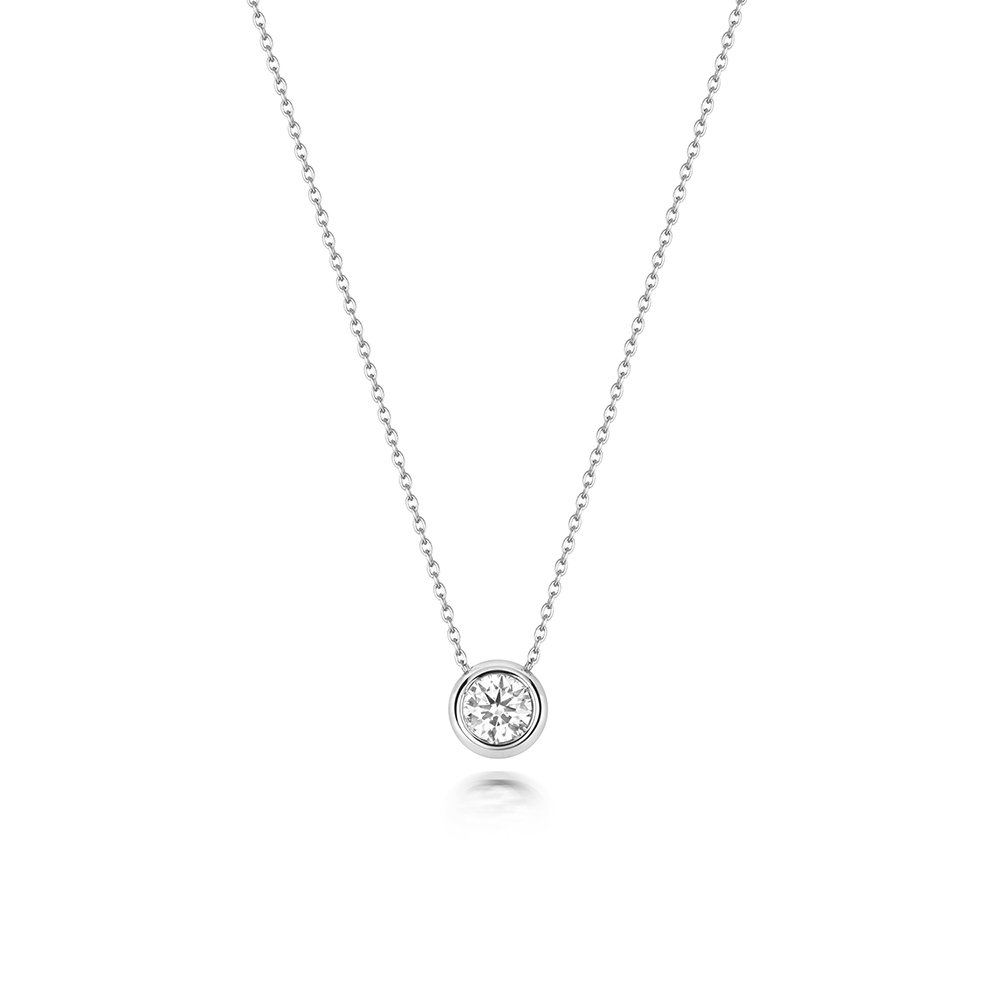 Buy Bezel Setting Round Shape Diamond Stud Pendant - Abelini