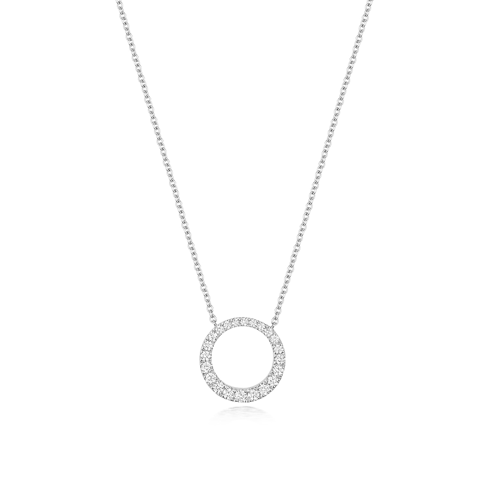 prong setting round shape open circle Lab Grown Diamond pendant necklace(12 MM X 12 MM)