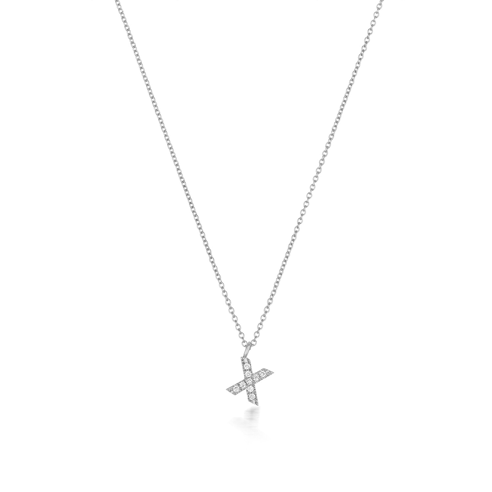 prong setting round shape letter X initial pendant(7.5 MM X 7.5 MM)