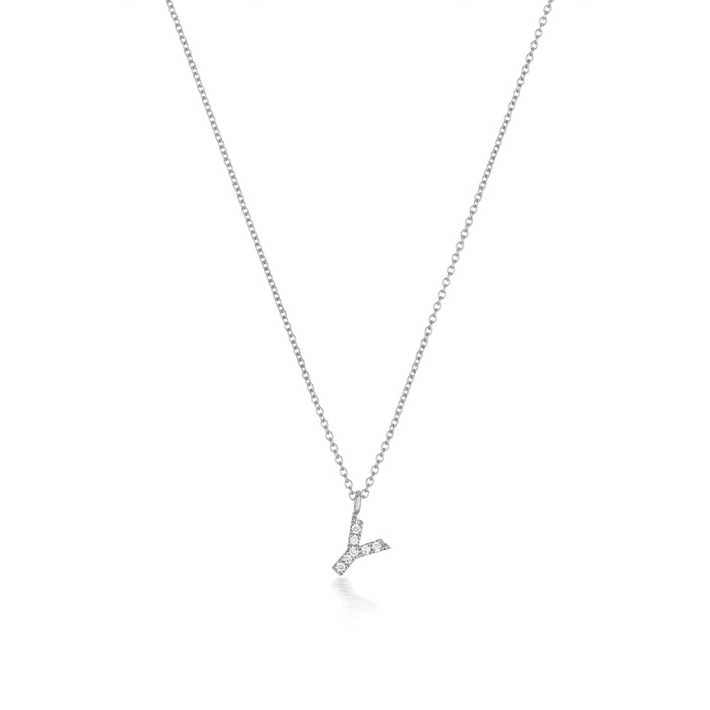 prong setting round shape letter Y initial pendant(7.5 MM X 7.5 MM)