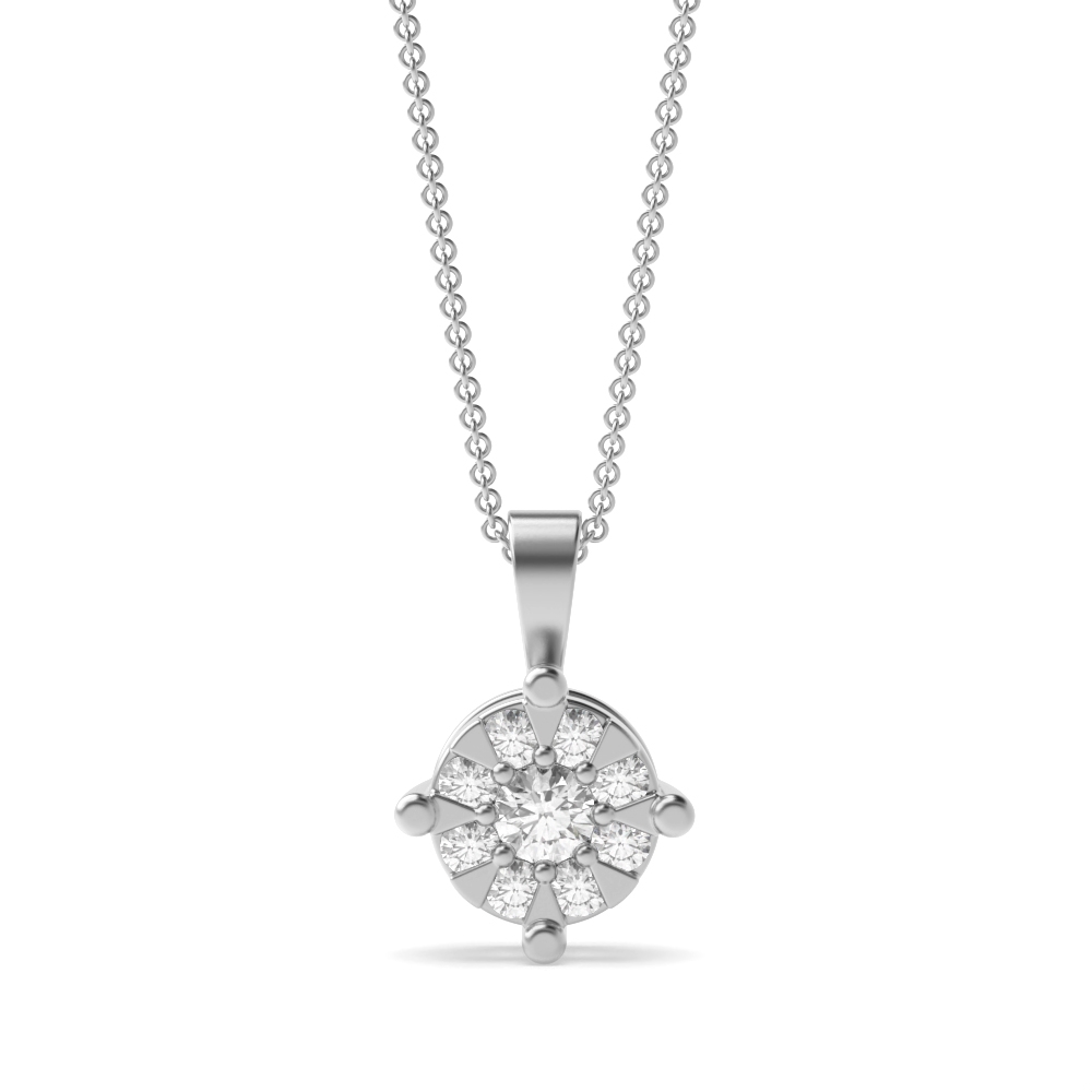 prong setting round shape diamond stud pendant
