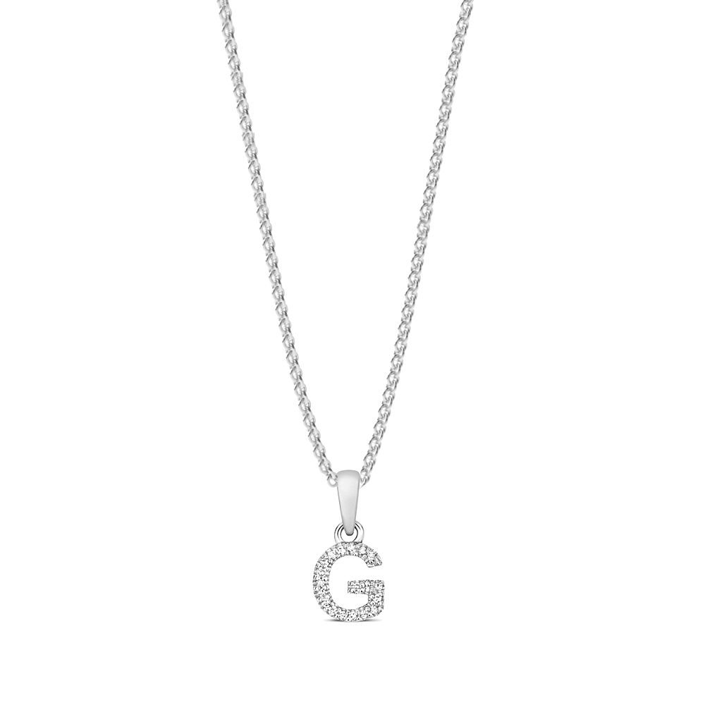 Prong Setting Round Shape Letter G Initial Pendant(5 Mm X 12 Mm)