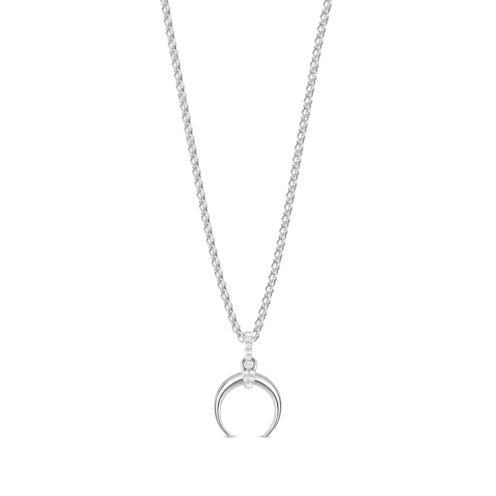 4 prong setting round shape half moon design diamond pendant(11 MM X 18 MM)