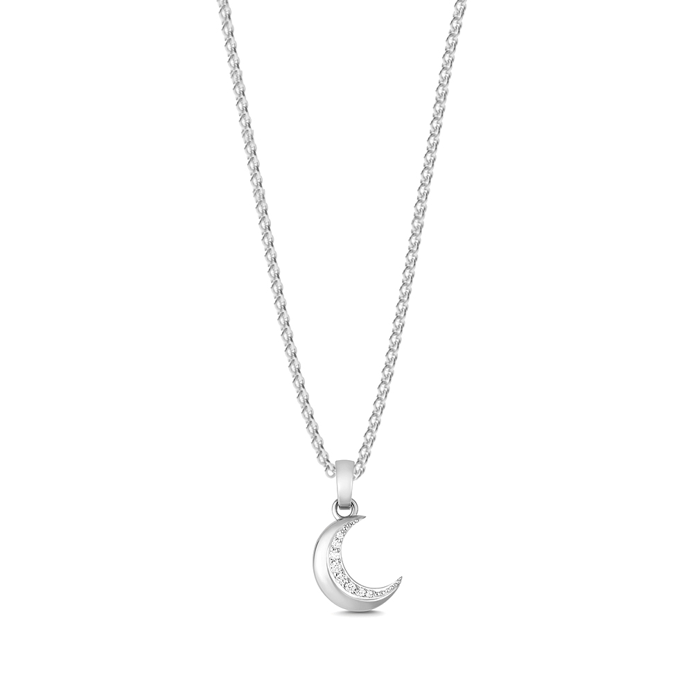 pave setting round shape half moon design diamond pendant(9 MM X 16 MM)