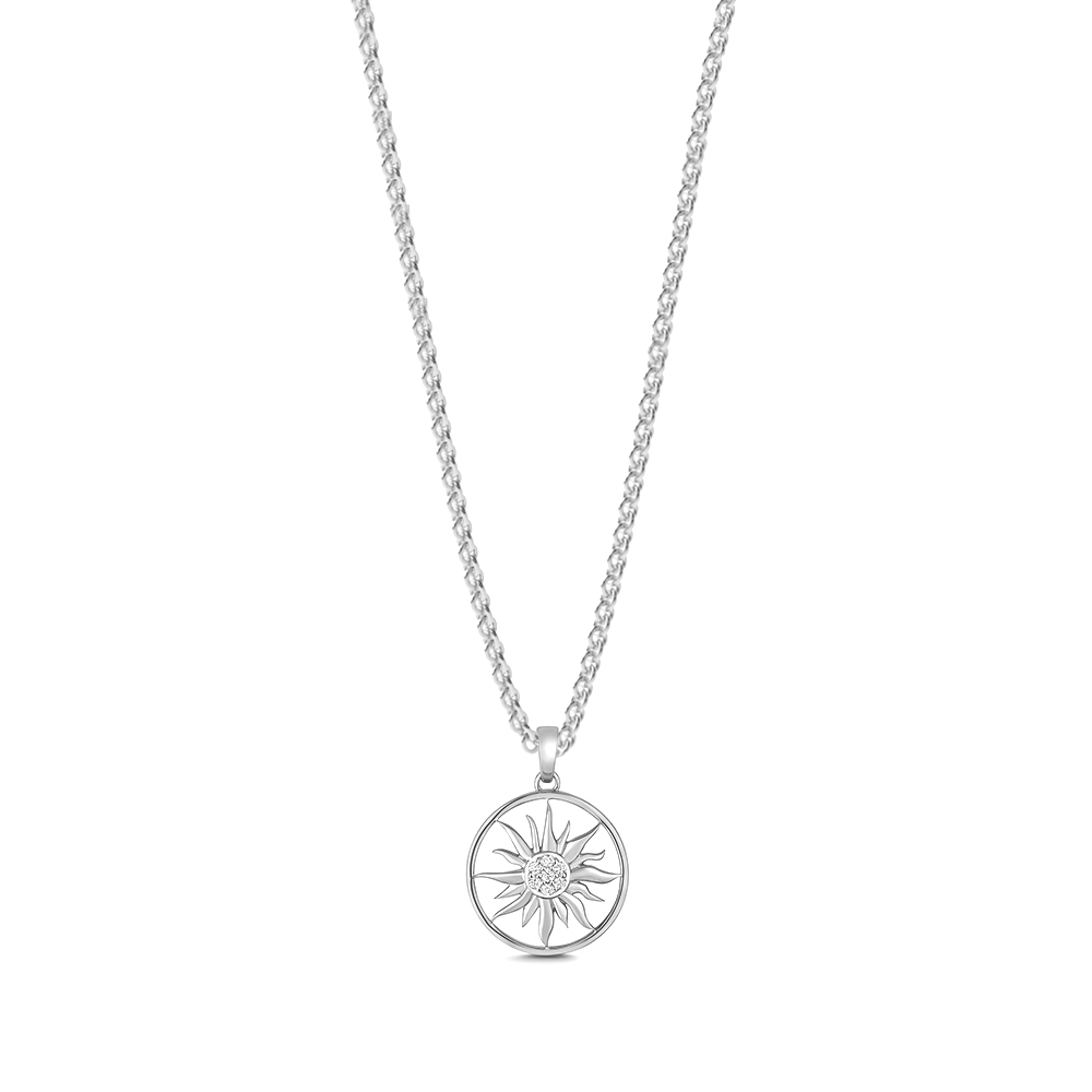 pave setting round shape full sun design Lab Grown Diamond pendant(17 MM X 24 MM)