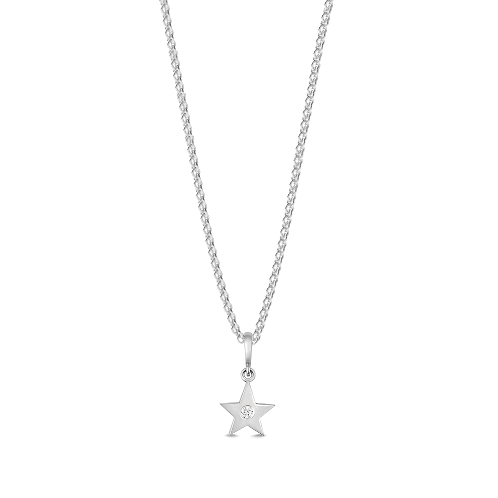 flush setting round shape star design diamond pendant(6 MM X 14 MM)