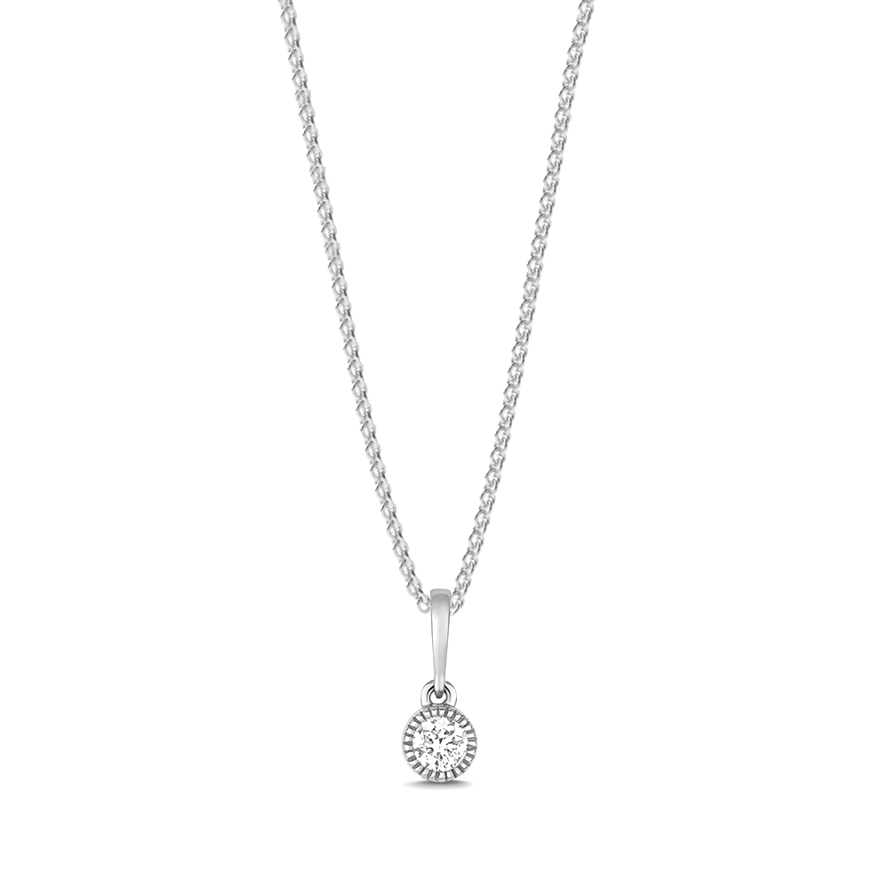 Buy Bezel Setting Round Shape Diamond Stud Pendant  - Abelini