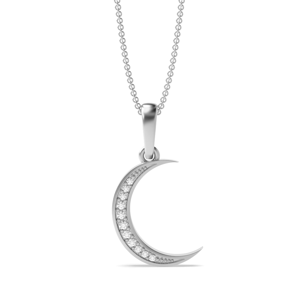 Elevate your elegance with round shape half moon diamond pendant