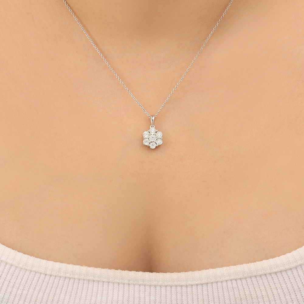 6 Prong Round 7 illusion plate Naturally Mined Diamond Pendant Necklaces