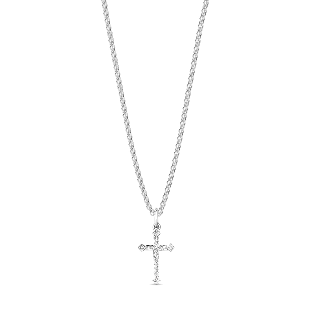 prong setting round shape cross Lab Grown Diamond pendant