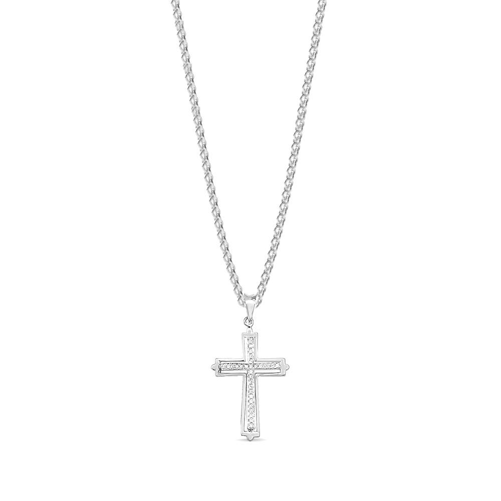 Buy Pave Setting Round Shape Cross Diamond Pendant - Abelini