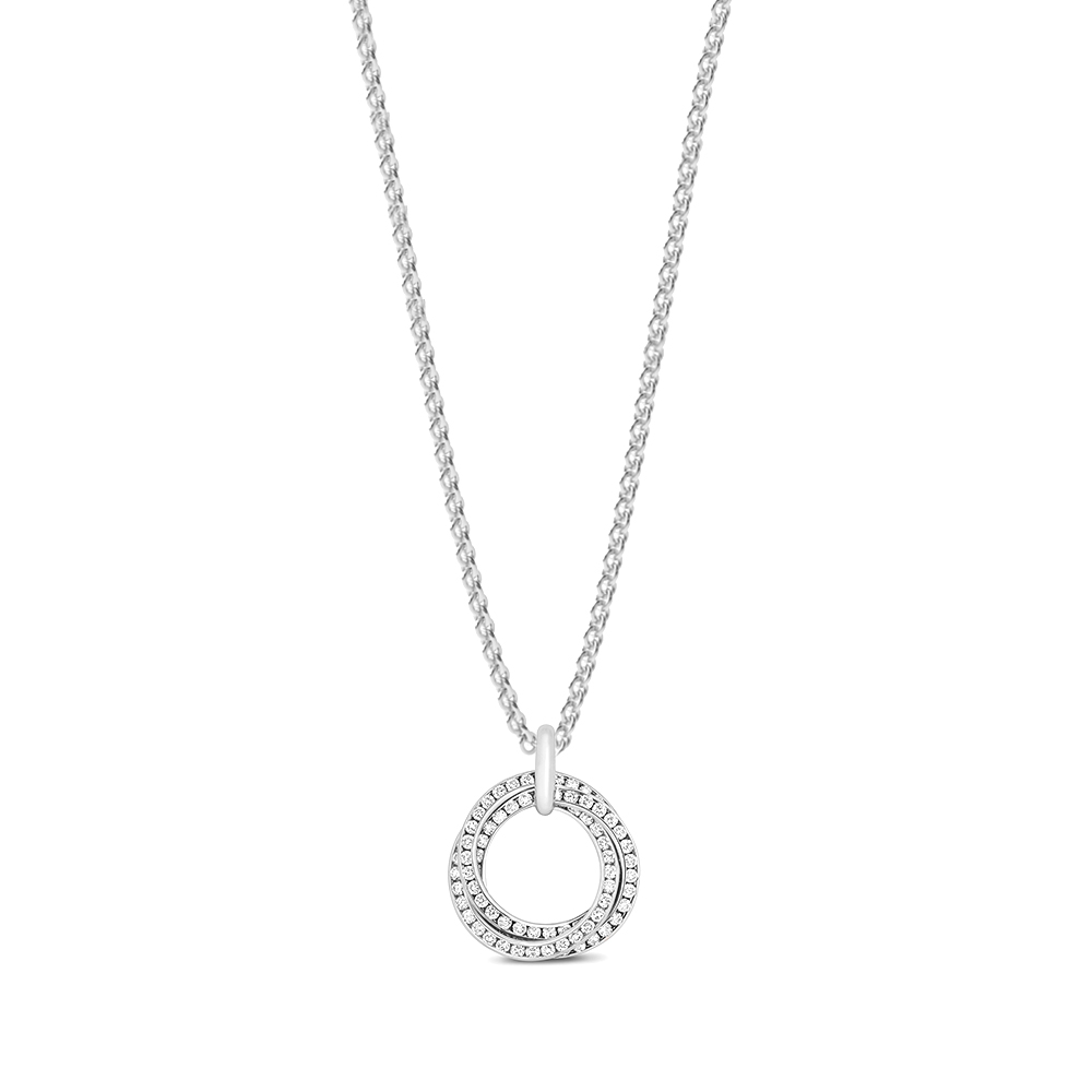 channel setting round shape 3 tone Lab Grown Diamond pendant