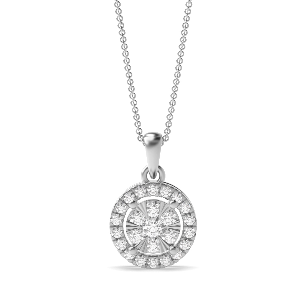 prong setting round Moissanite flower style halo Moissanite cluster pendant