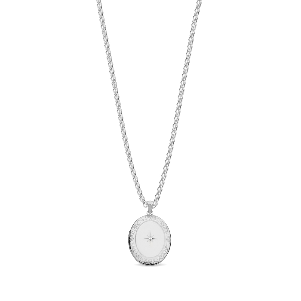 Buy Round Shape Diamond Design On Locket Necklace - Abelini