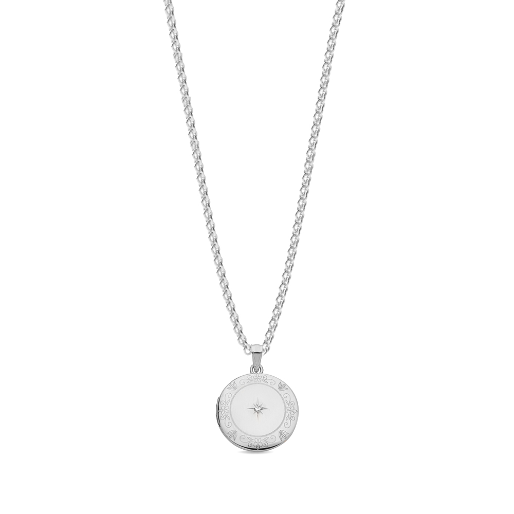 Buy Round Shape Diamond Design On Locket Necklace  - Abelini