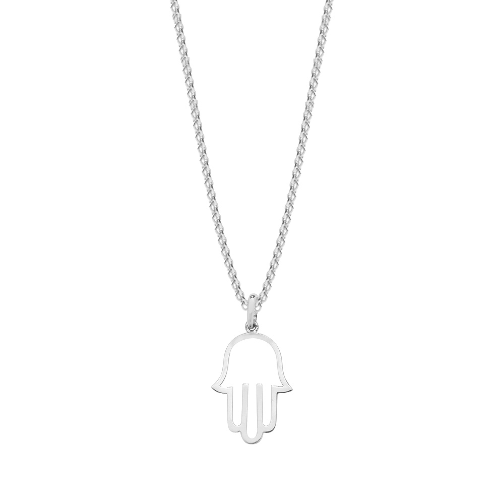 plain metal hamsa shape pendant necklace