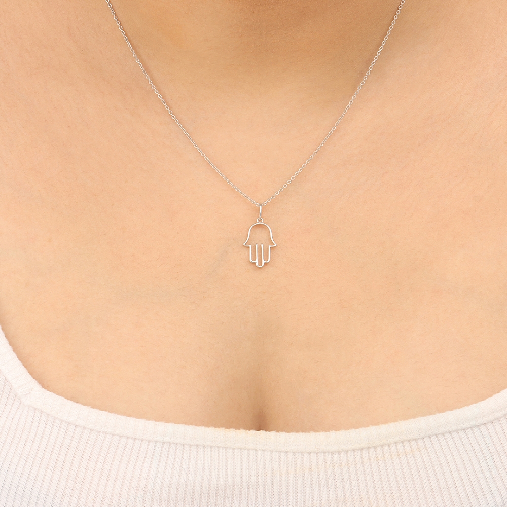 Silver Hamsa Pendant Necklaces