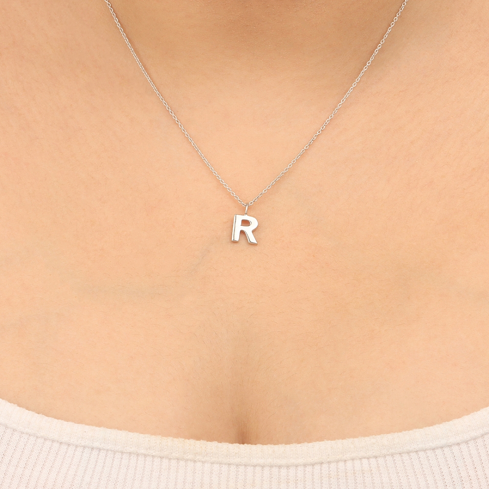 Silver Sigma charm r Pendant Necklaces