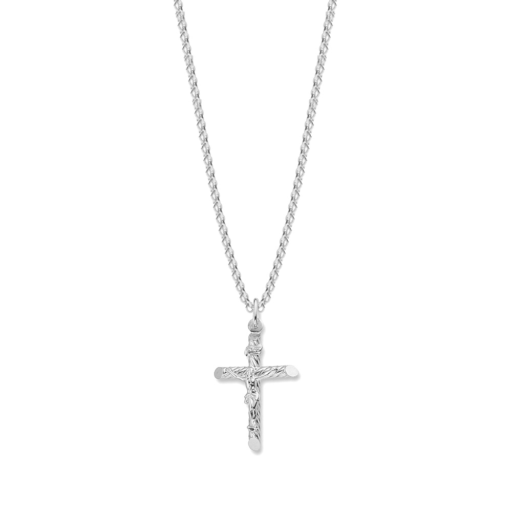 Simple plain metal cross pendant necklace