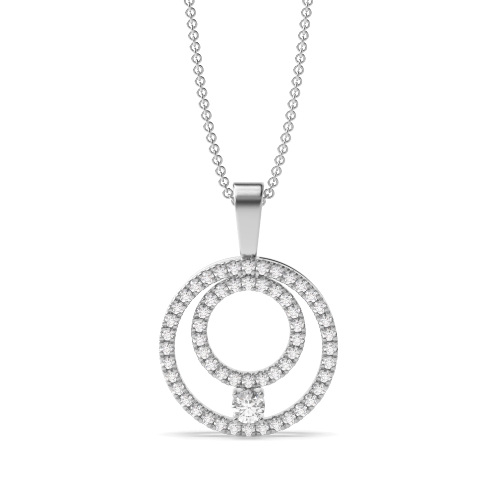 4 prong setting round shape diamond circle pendant