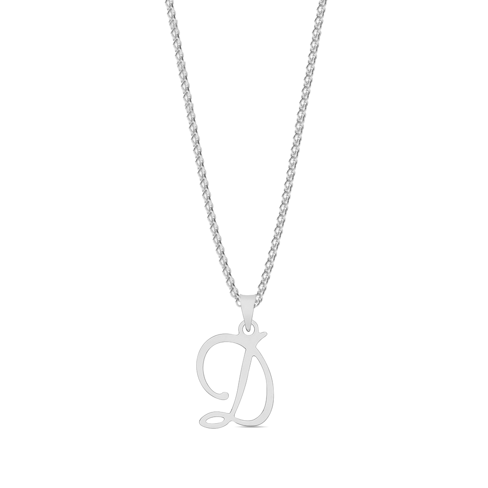 Purchase Plain Metal Initial Script D Pendant - Abelini