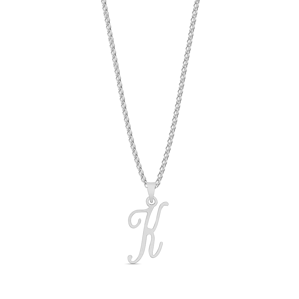 plain metal initial script k pendant