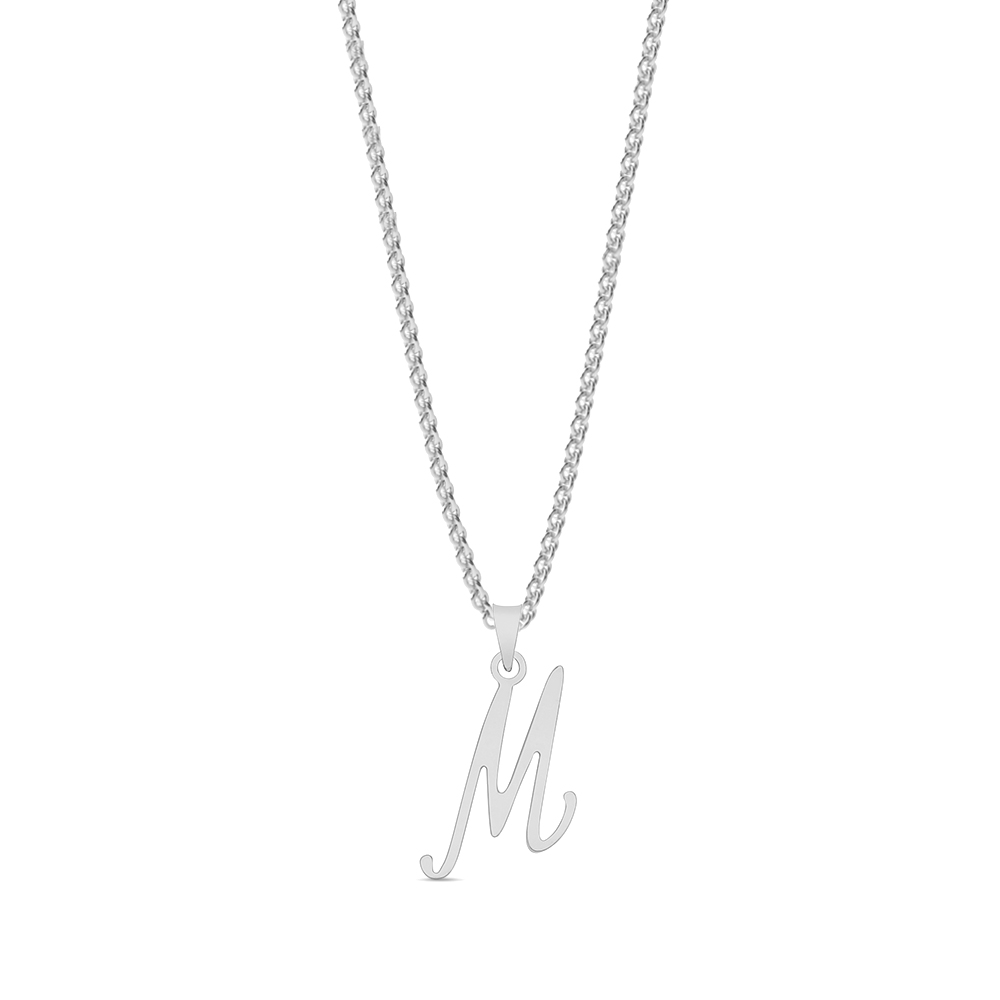 Purchase Plain Metal Initial Script M Pendant - Abelini