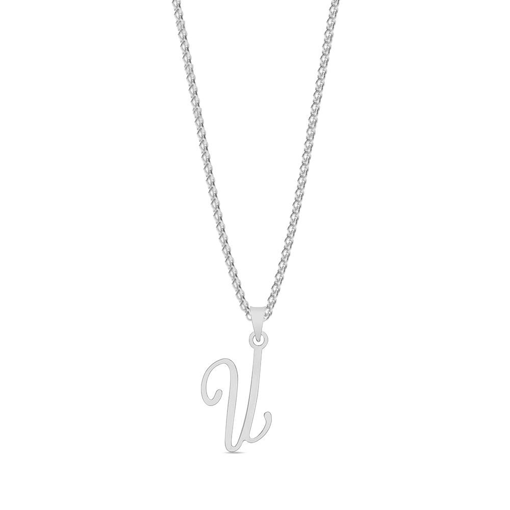 Purchase Plain Metal Initial Script U Pendant - Abelini