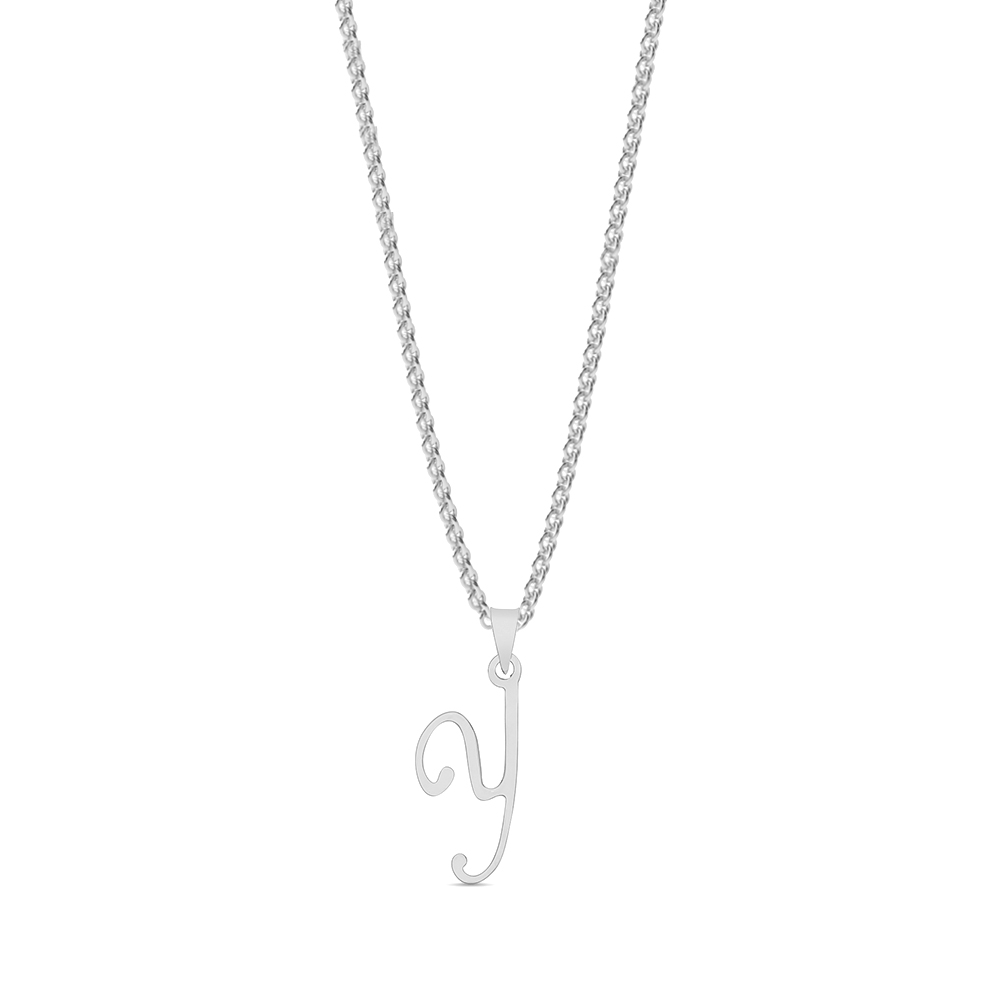 Purchase Plain Metal Initial Script Y Pendant - Abelini