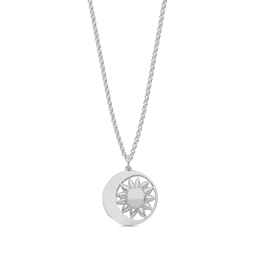 plain metal moon and sun design disc pendant