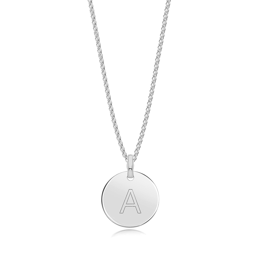 plain metal round shape initial a pendant