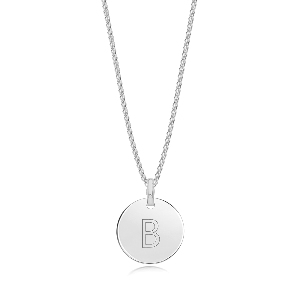 plain metal round shape initial b pendant