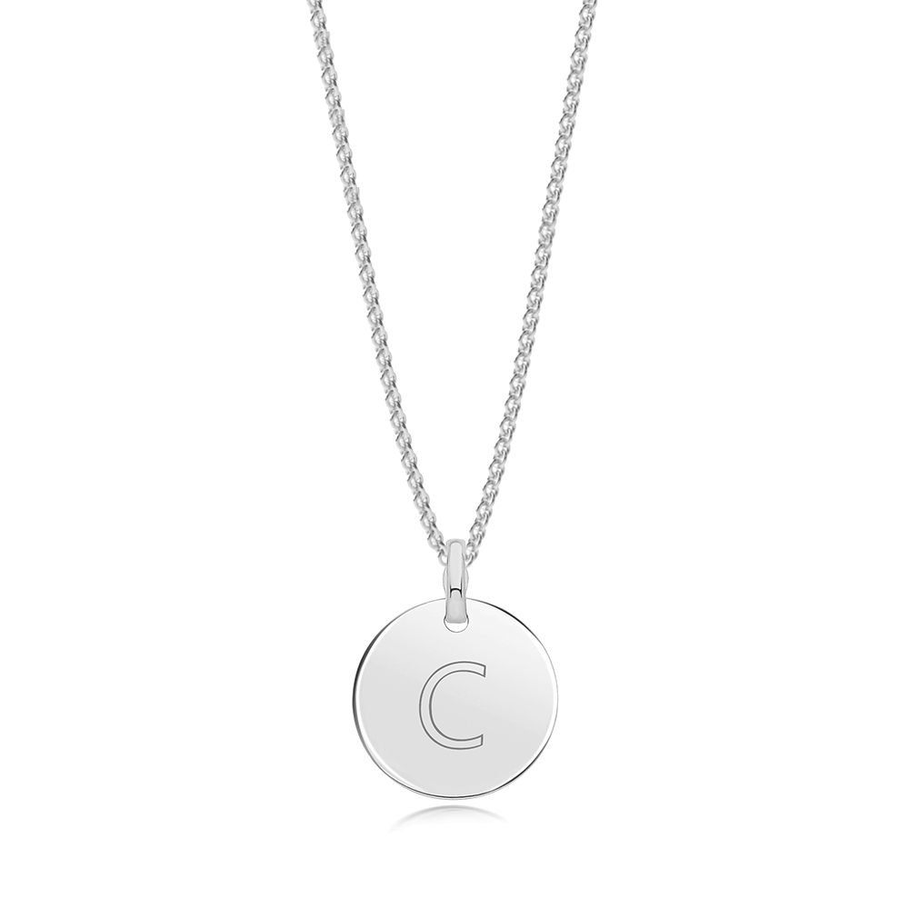 Plain Metal Round Shape Initial C Pendant | Abelini London