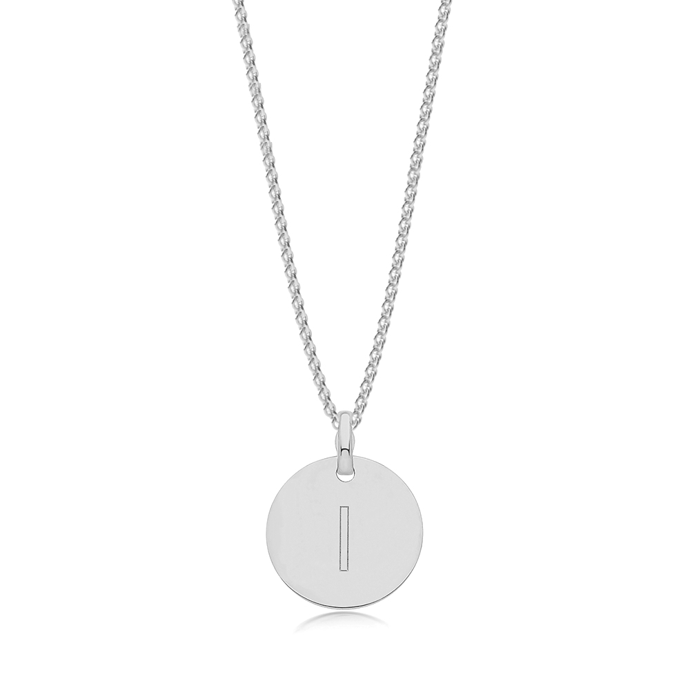 plain metal round shape initial i pendant
